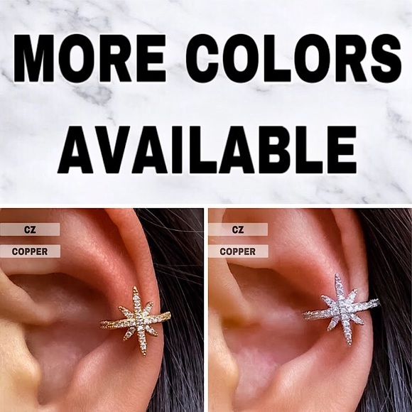 ⚜️[𝟯/$𝟮𝟴]⚜️CZ Gold Star Crystal Cuff Earring NEW - Picture 8 of 10